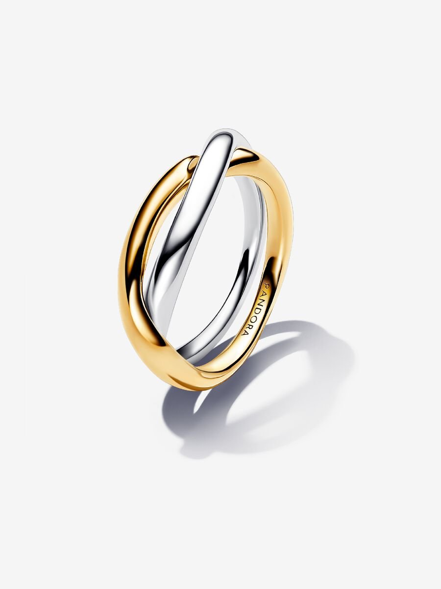 Anillo Bandas Entrelazadas en Dos Tonos Pandora