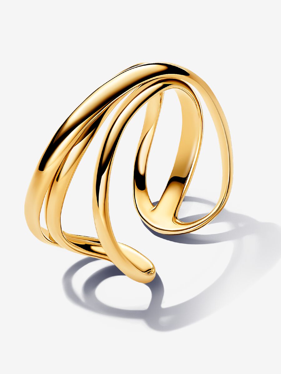 Anillo Abierto Triple Banda Forma Orgánica Pandora