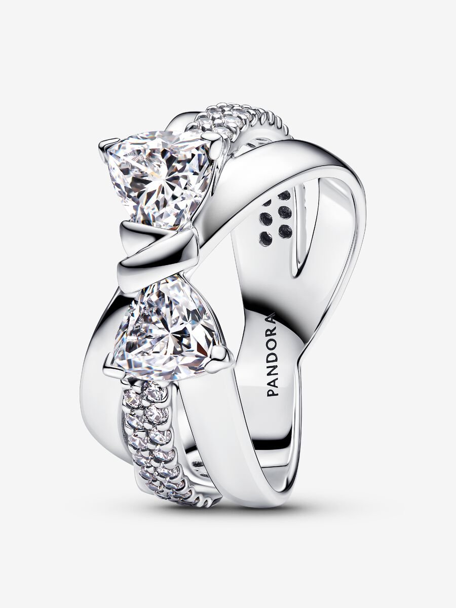 Anillo Banda Cruzada Lazo Brillante Pandora