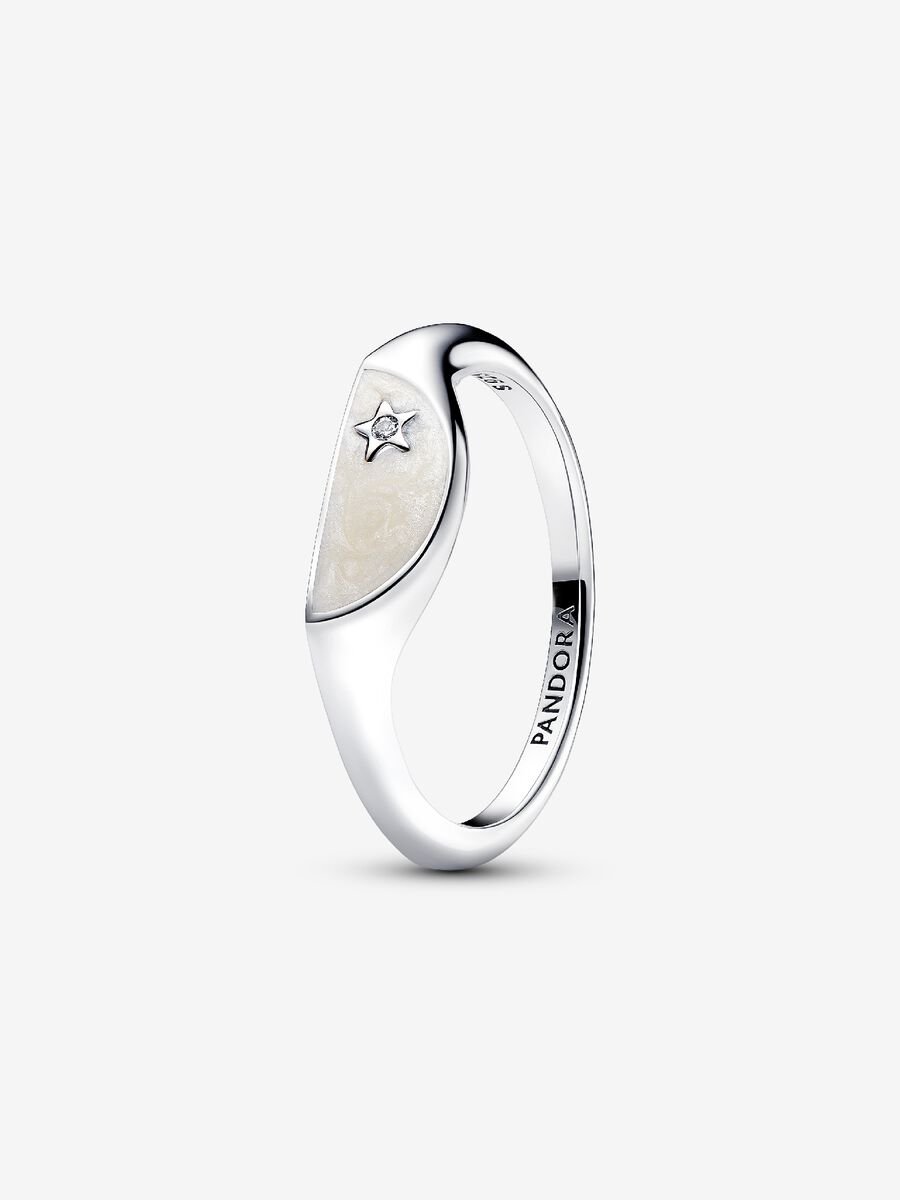Anillo Mitad Sello Esmaltado Pandora