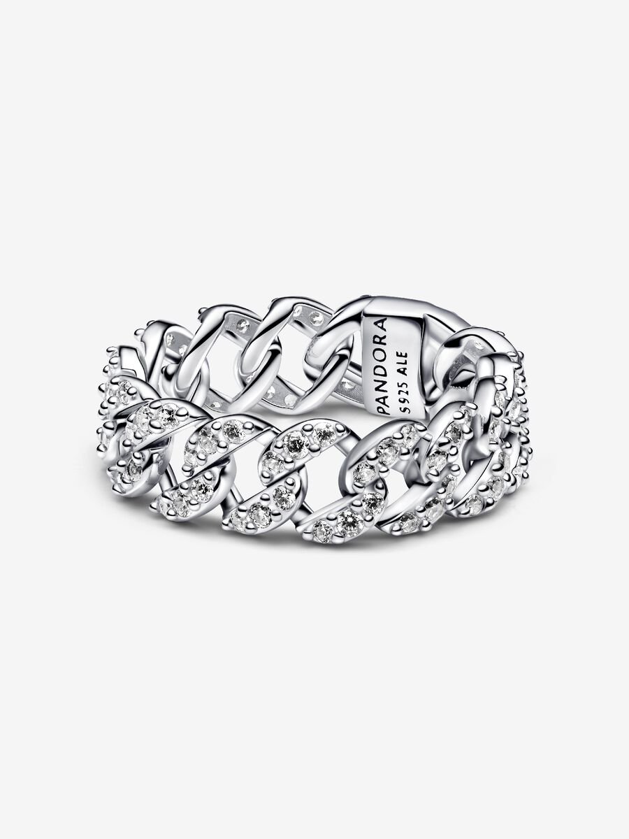 Anillo Cadena Cubana en Pavé