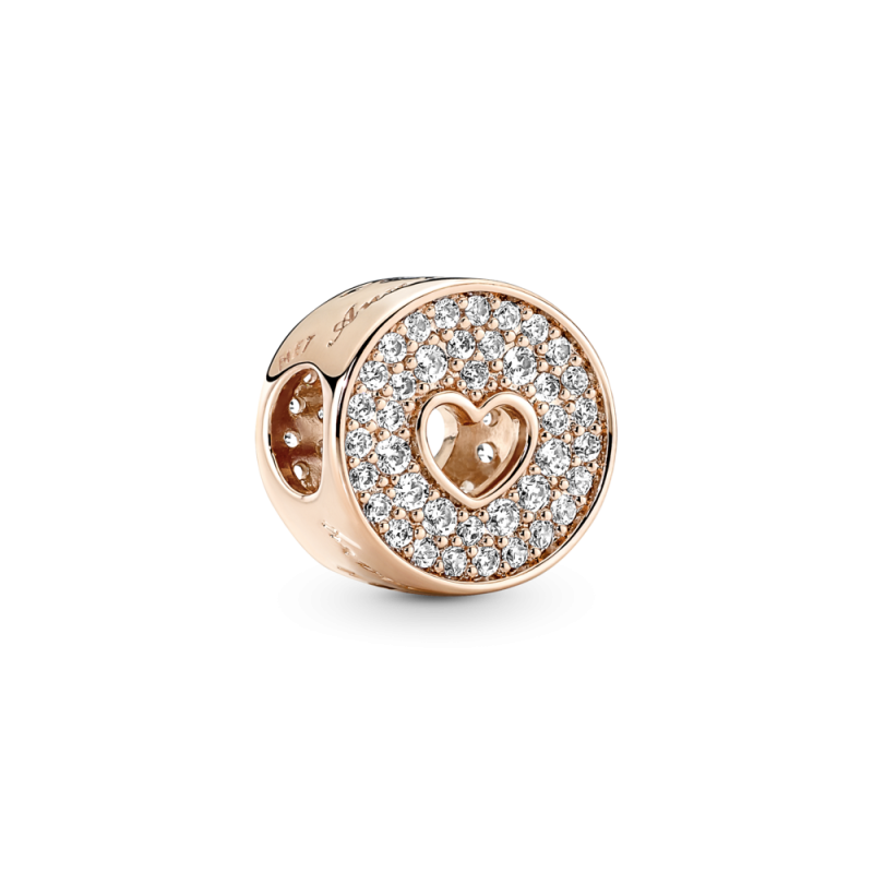 CHARM PANDORA PLATA ROSE ANIVERSARIO PAVE & CORAZON