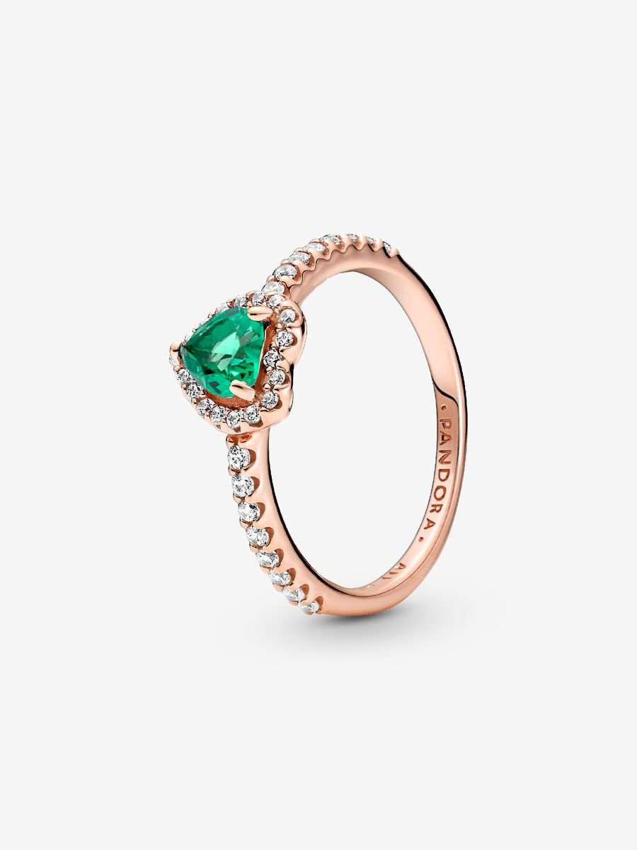 Anillo Corazón Brillante Elevado Verde Pandora