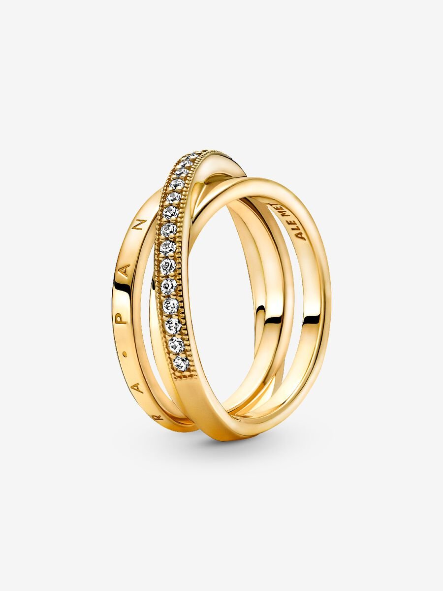 Anillo Cruzado Triple Alianza en Pavé Pandora