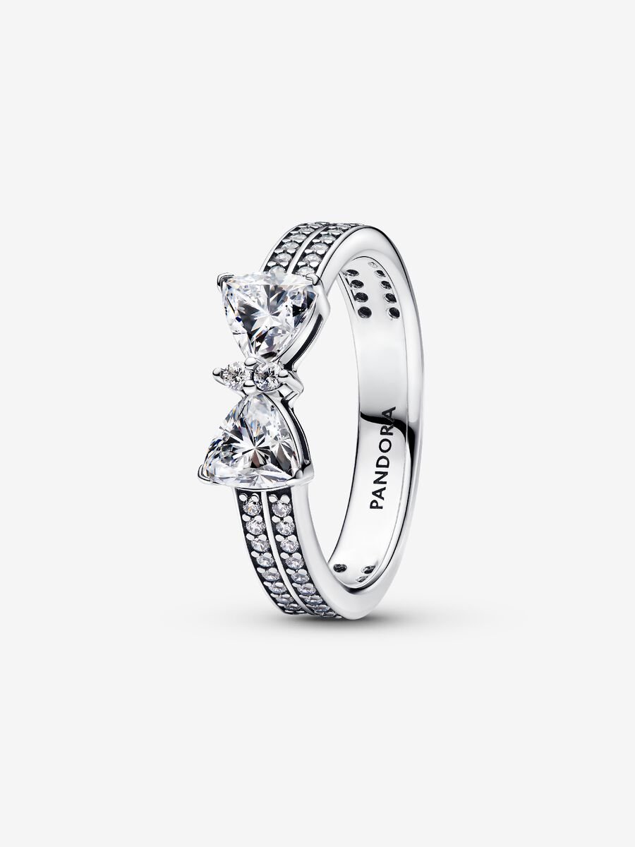 Anillo Doble Banda Lazo Brillante Pandora