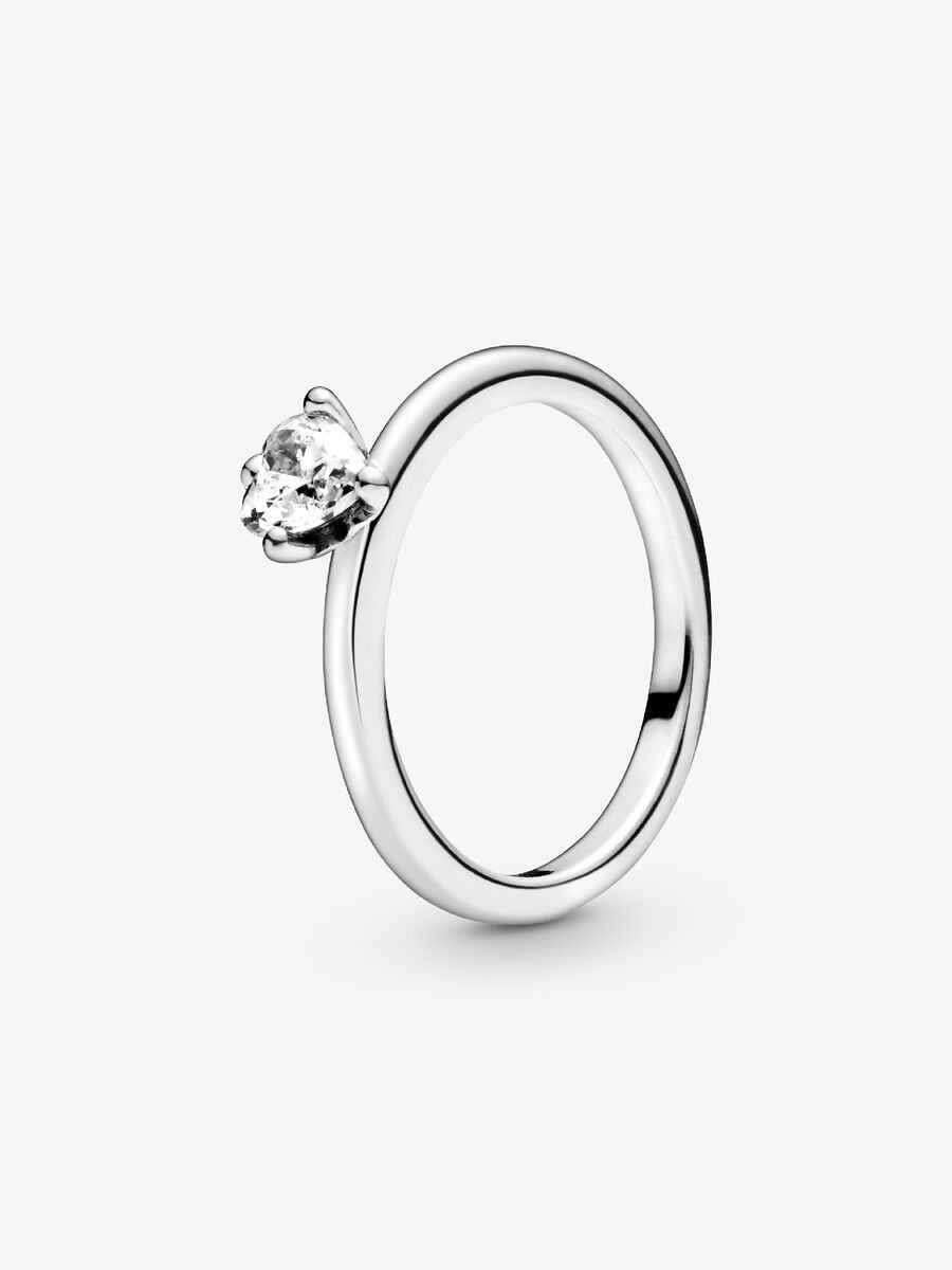 Anillo Solitario Corazón Transparente
