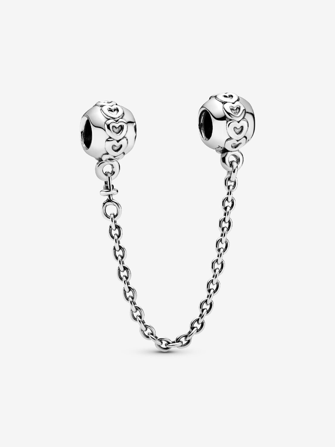 Charm de Cadena de Seguridad Banda de Corazones Plata de primera ley