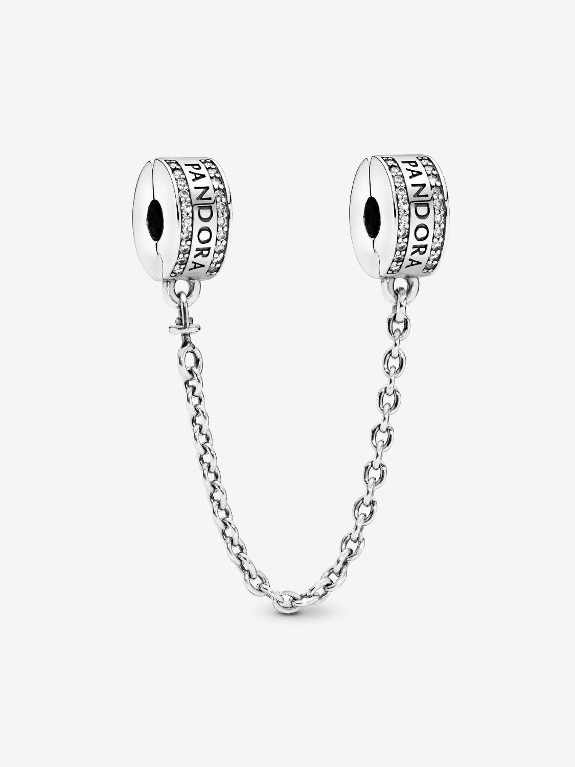 Charm de Clip Cadena de Seguridad Logotipo Plata de primera ley