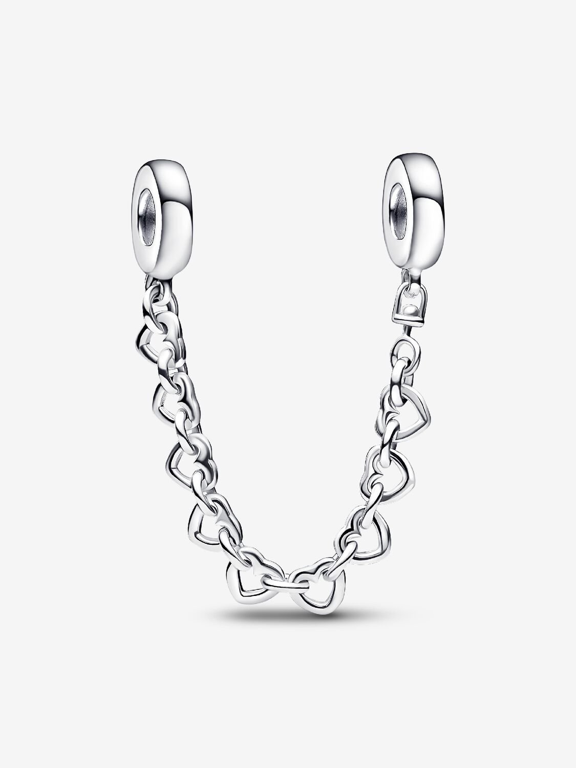 Cadena de Seguridad Corazones Enlazados Plata de primera ley