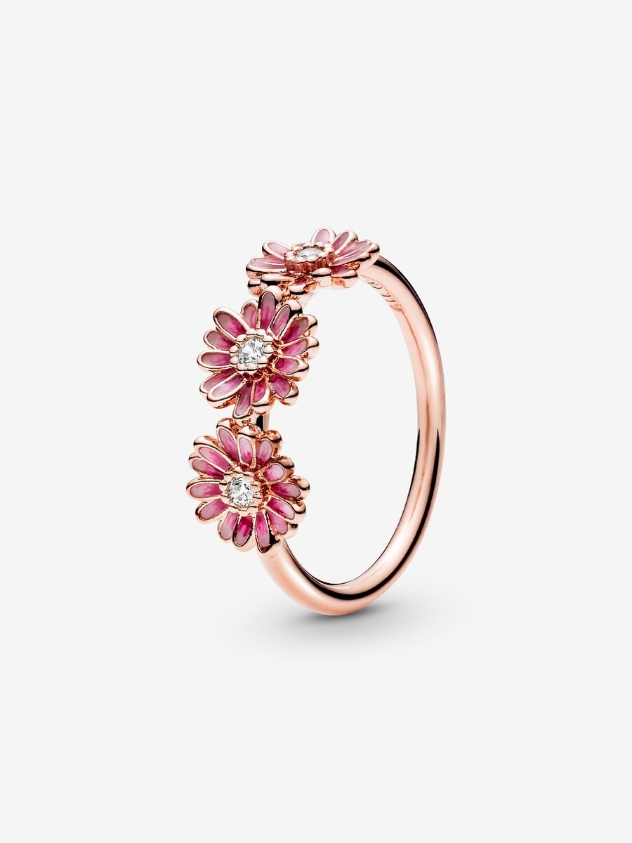 Anillo Trío de Margaritas Rosas