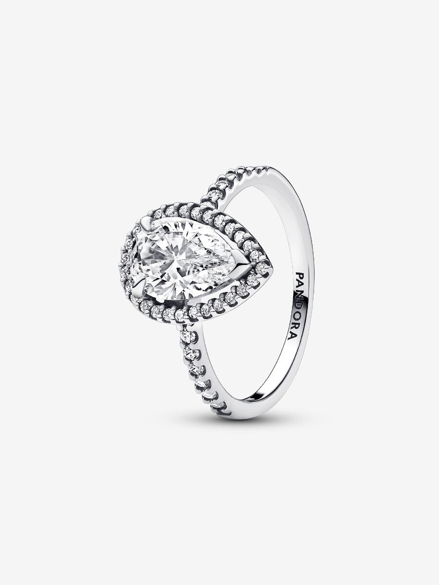 Anillo Halo Brillante Grande Corte Pera Pandora
