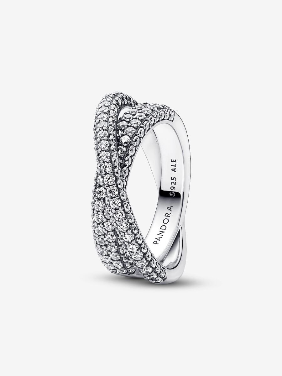 Anillo Doble Banda Cruzada en Pavé Pandora