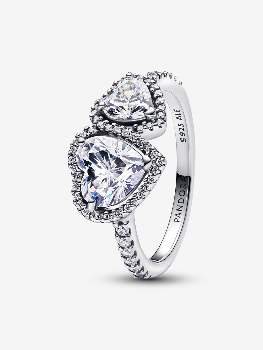 Anillo Corazones Halo Brillante Pandora