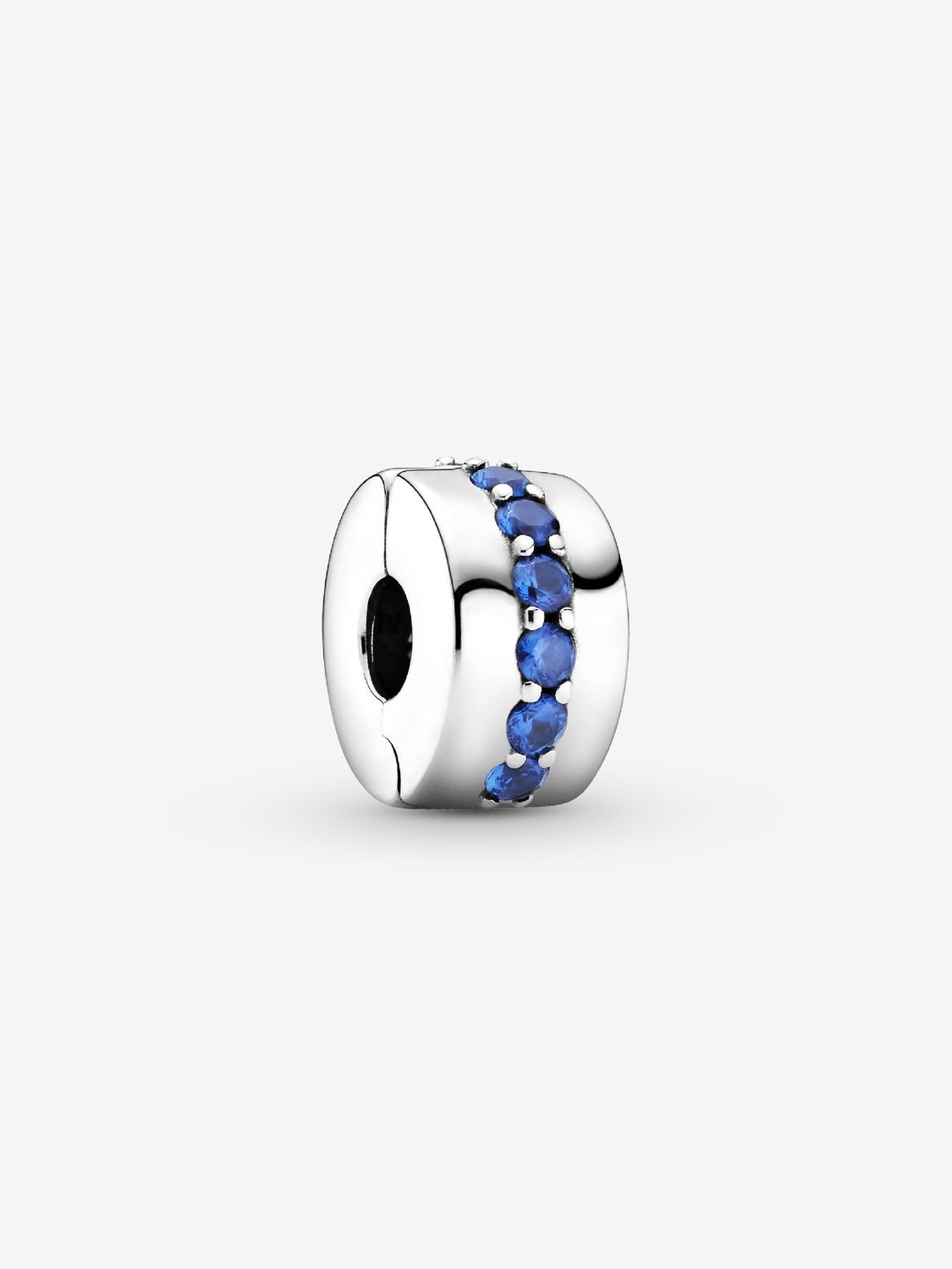 Charm de Clip Azul Brillante Plata de primera ley
