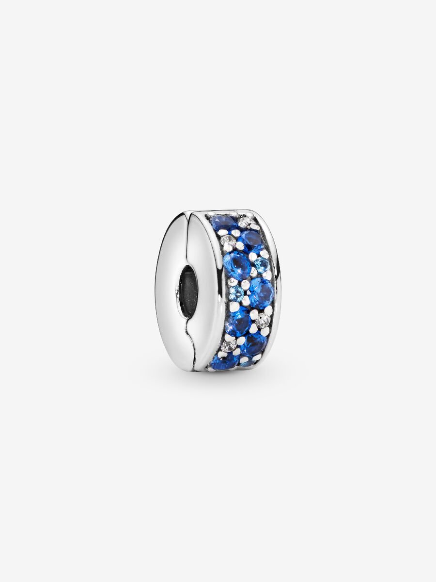 Charm de Clip Pavé Azul Plata de primera ley