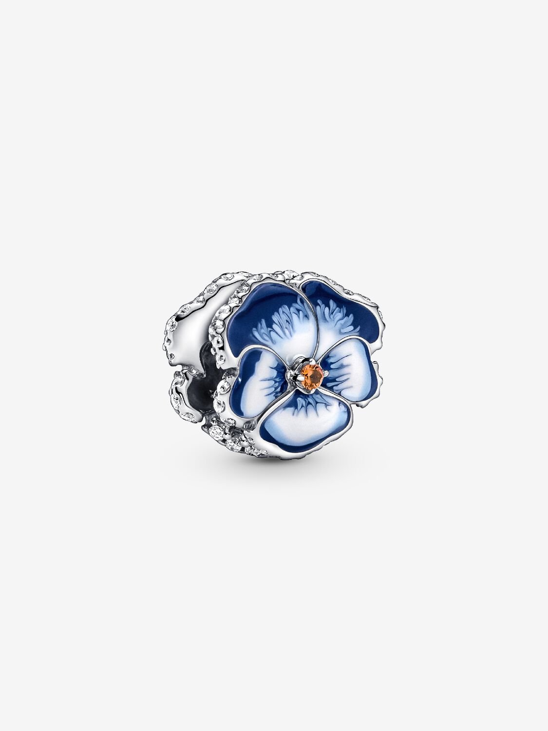 Charm Flor Pensamiento Azul Plata de primera ley