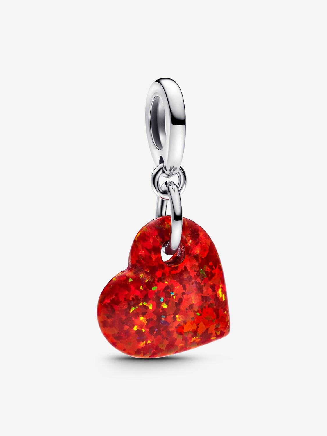 Charm Colgante Corazón Rojo Opalescente Plata de primera ley