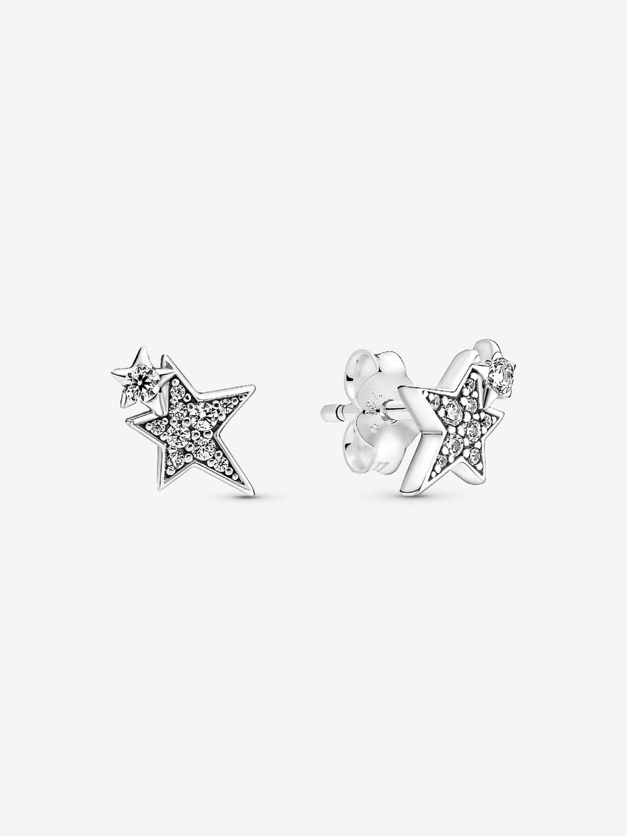 Pendientes de botón Estrellas Asimétricas Brillantes Pandora