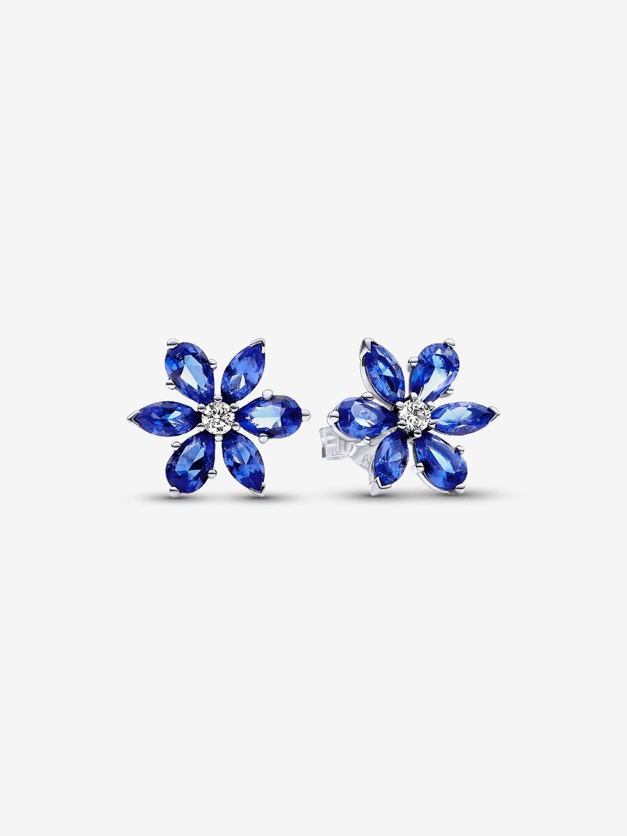 Pendientes de Botón Herbario Azul Brillante Pandora