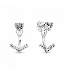 Pendientes de botón en plata de ley Corazón Espumoso Brillante Pandora