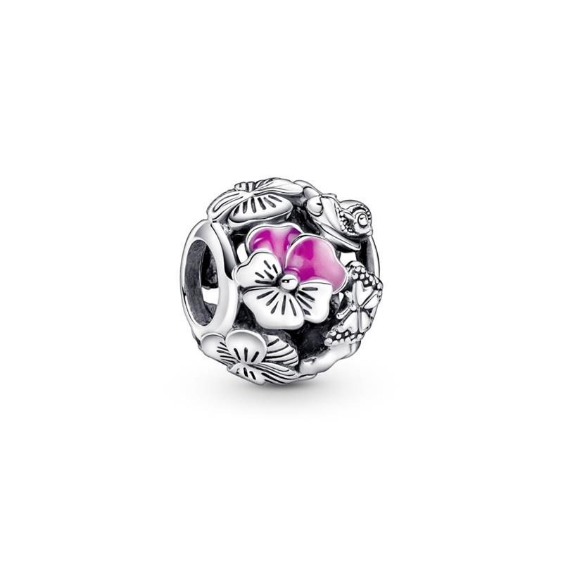 Charm Pandora Amistad con Flores Pensamiento