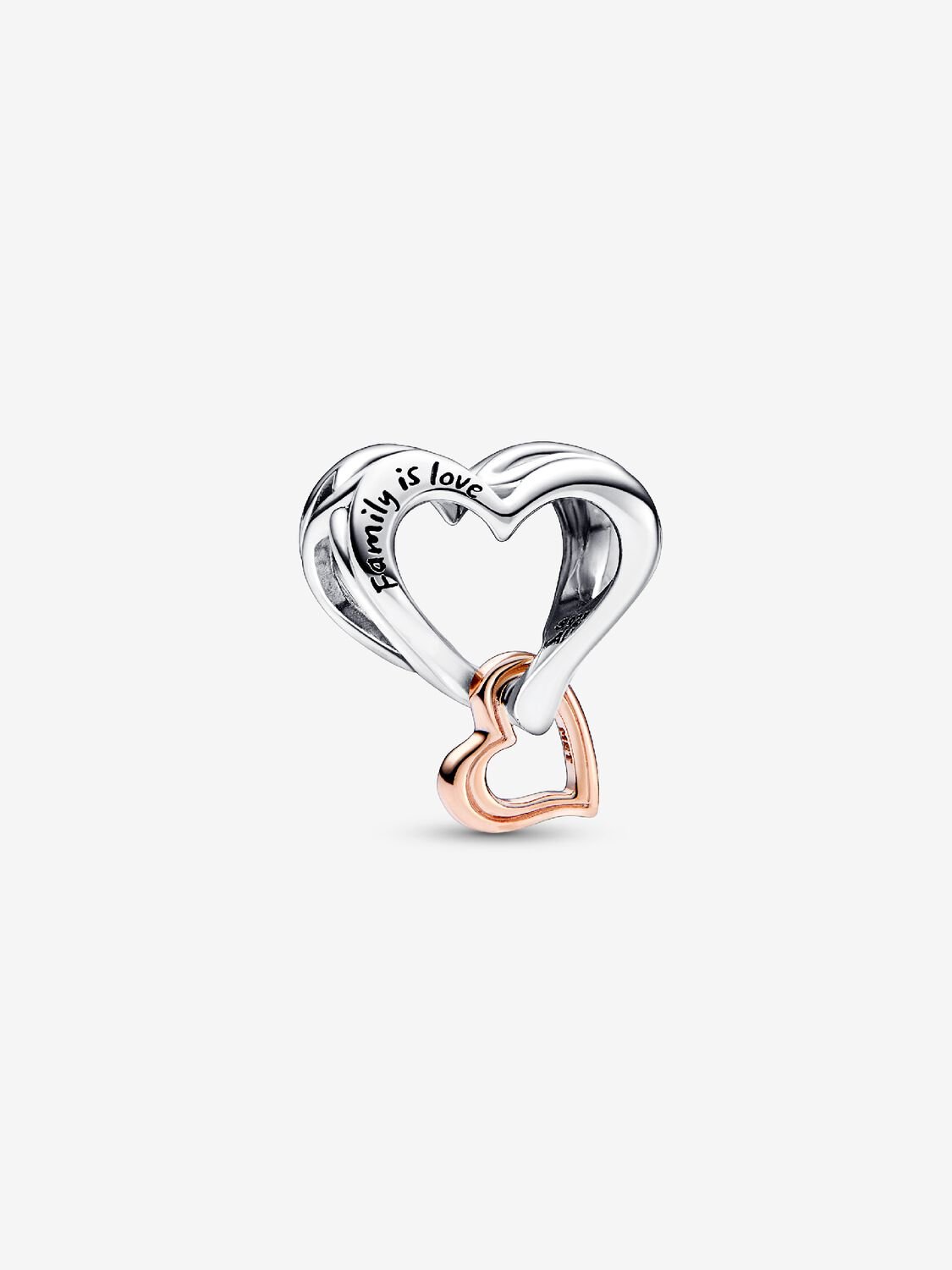 Charm Corazón Infinito de Filigrana en Dos Tonos Plata de primera ley