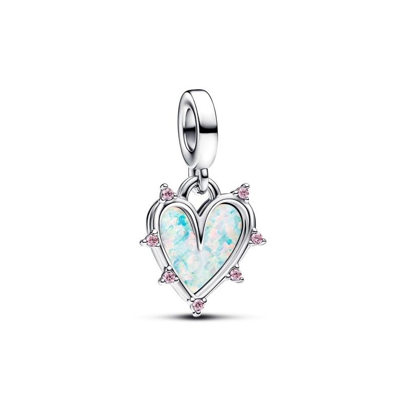 Charm Pandora Colgante Doble plata Amistad Opalescente