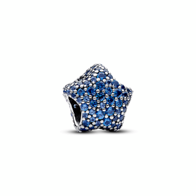 Charm Pandora Estrella Llamativa Brillante en Pavé azul