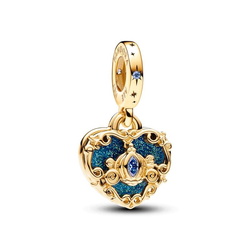 Charm Colgante Doble Pandora Carroza y Corazón Cenicienta Disney