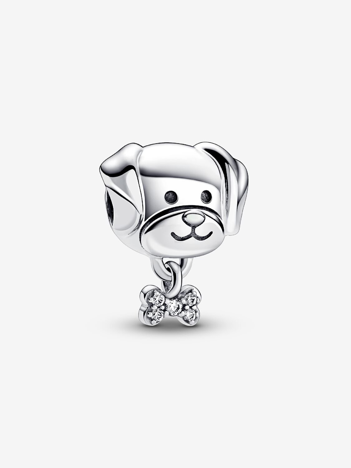 Charm Mascota Perro y Hueso Plata de primera ley