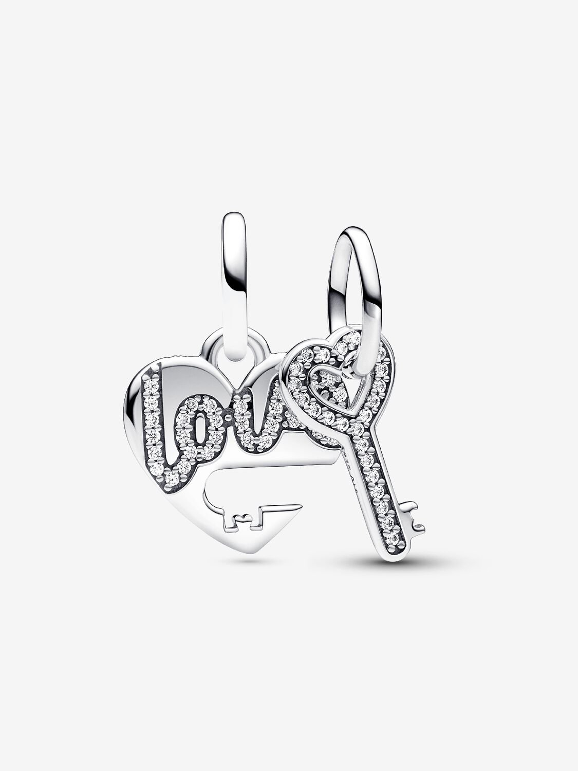 Charm Colgante Corazón y Llave Divisible Plata de primera ley