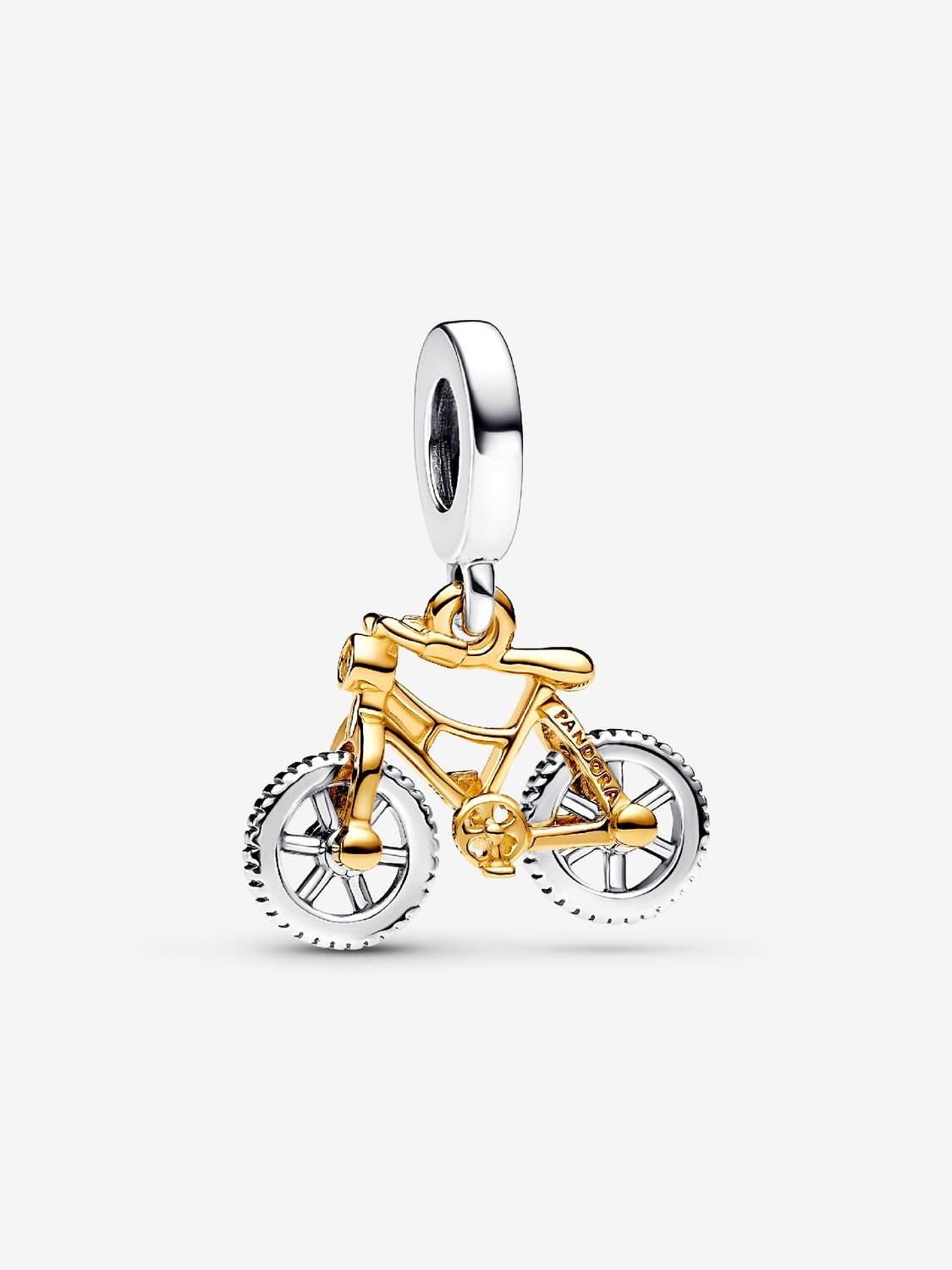 Charm Colgante Ruedas de Bicicleta Girando en Dos Tonos