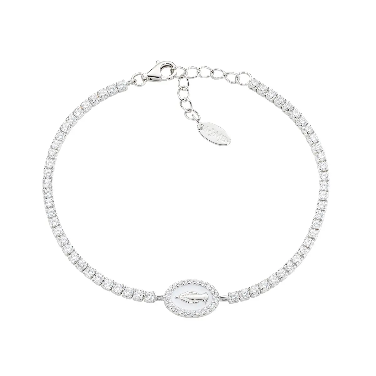 Pulsera de tenis con esmalte milagroso y blanco perla