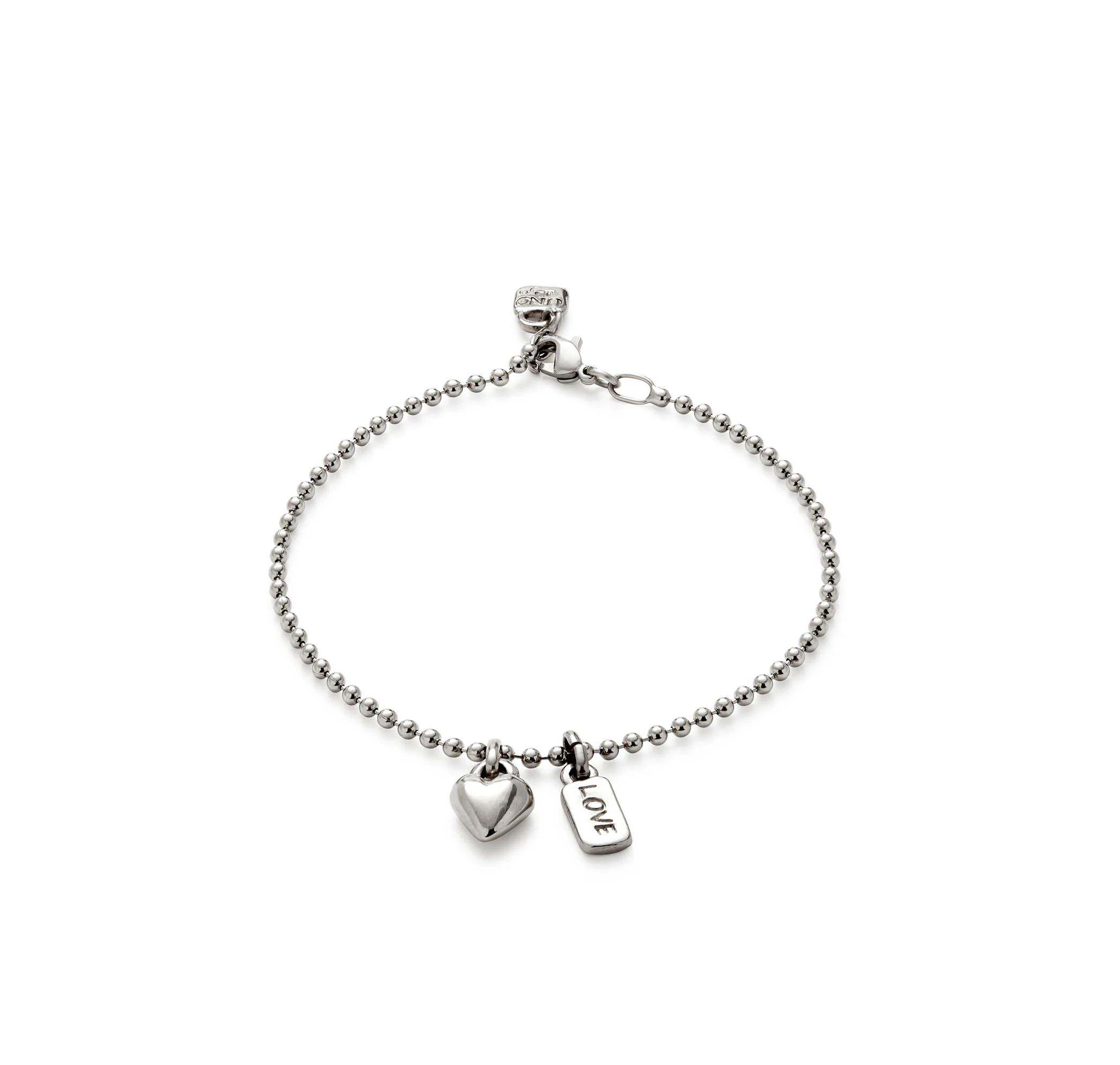 Ser Único Exclusivo Pulsera de Cadena de Plata con Corazón y Amor
