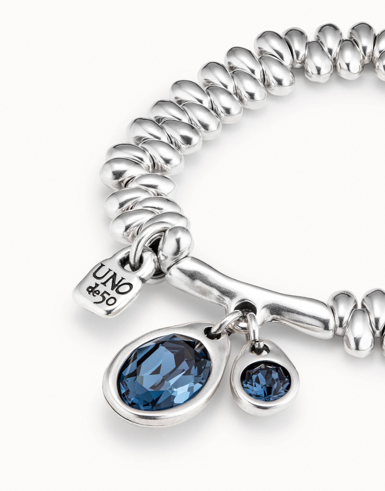 Pulsera bañada en plata de ley y cristal UNOde50