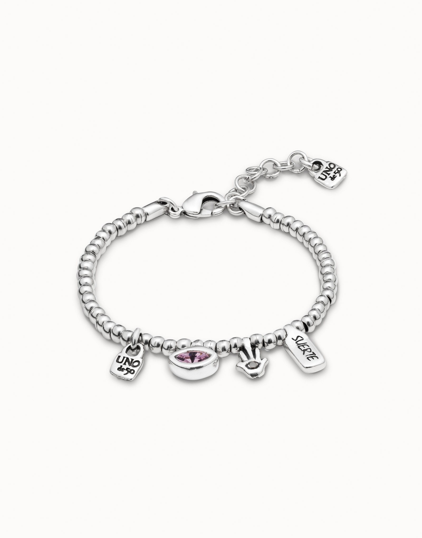 Pulsera bañada en plata de ley con charms UNOde50