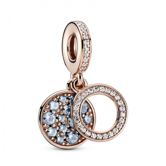 Charm Colgante en Pandora Rose Doble Disco Azul Claro Brillante