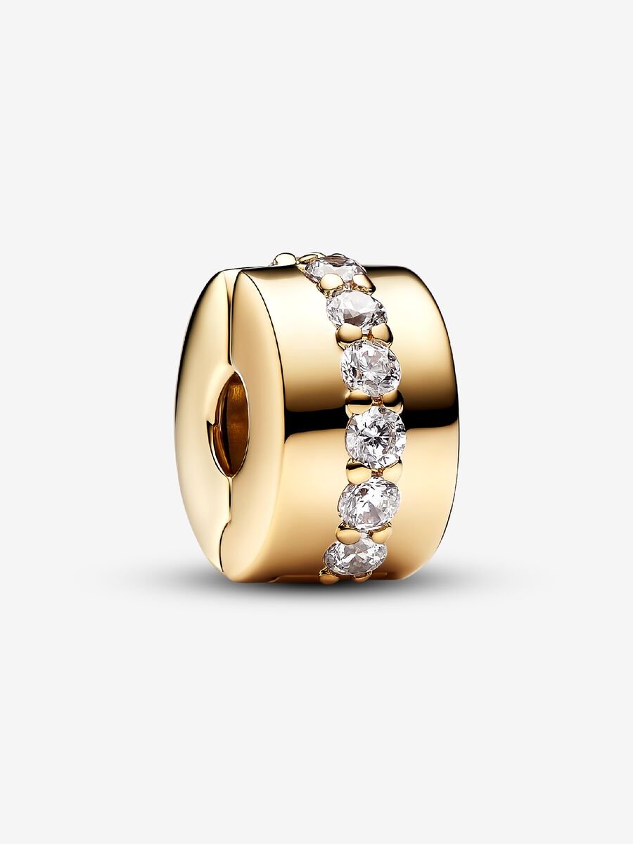 Charm de Clip Fila Brillante Transparente Recubrimiento en oro de 14k