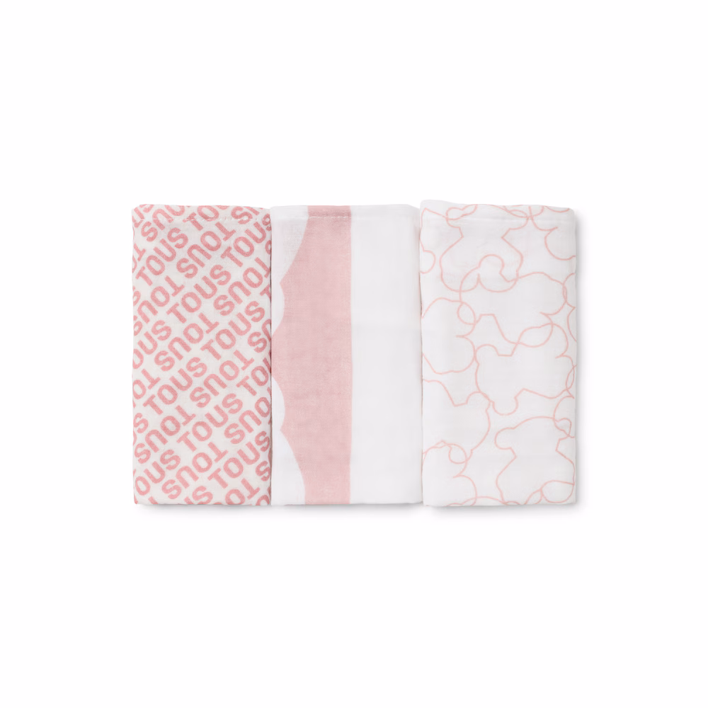 Pack 3 Muselinas Tous Baby Rosa