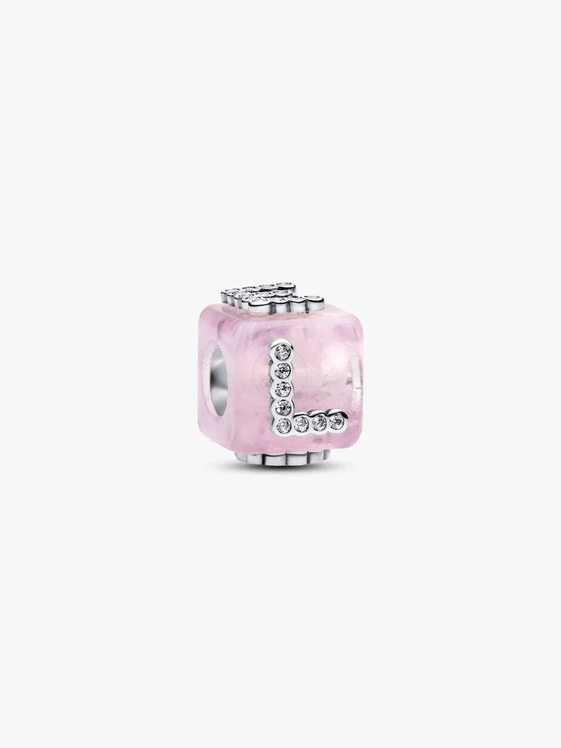 Charm Cubo Amor Cristal de Murano Rosa