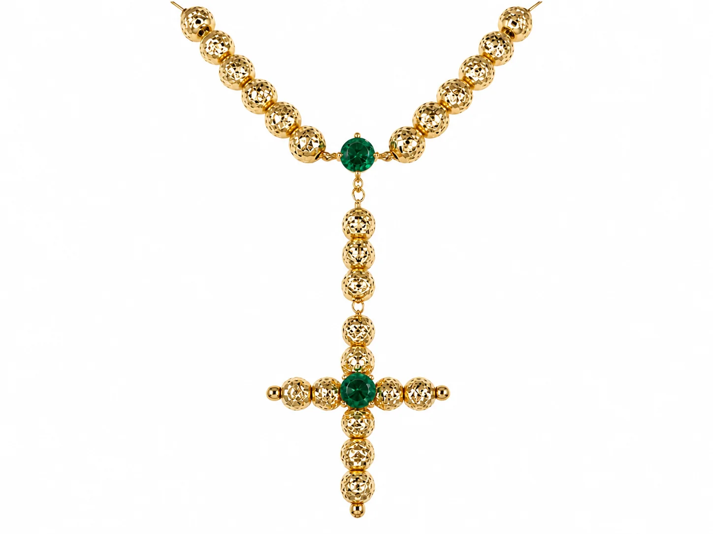 Collar Cruz Esmeralda Plata Chapada Oro 18K