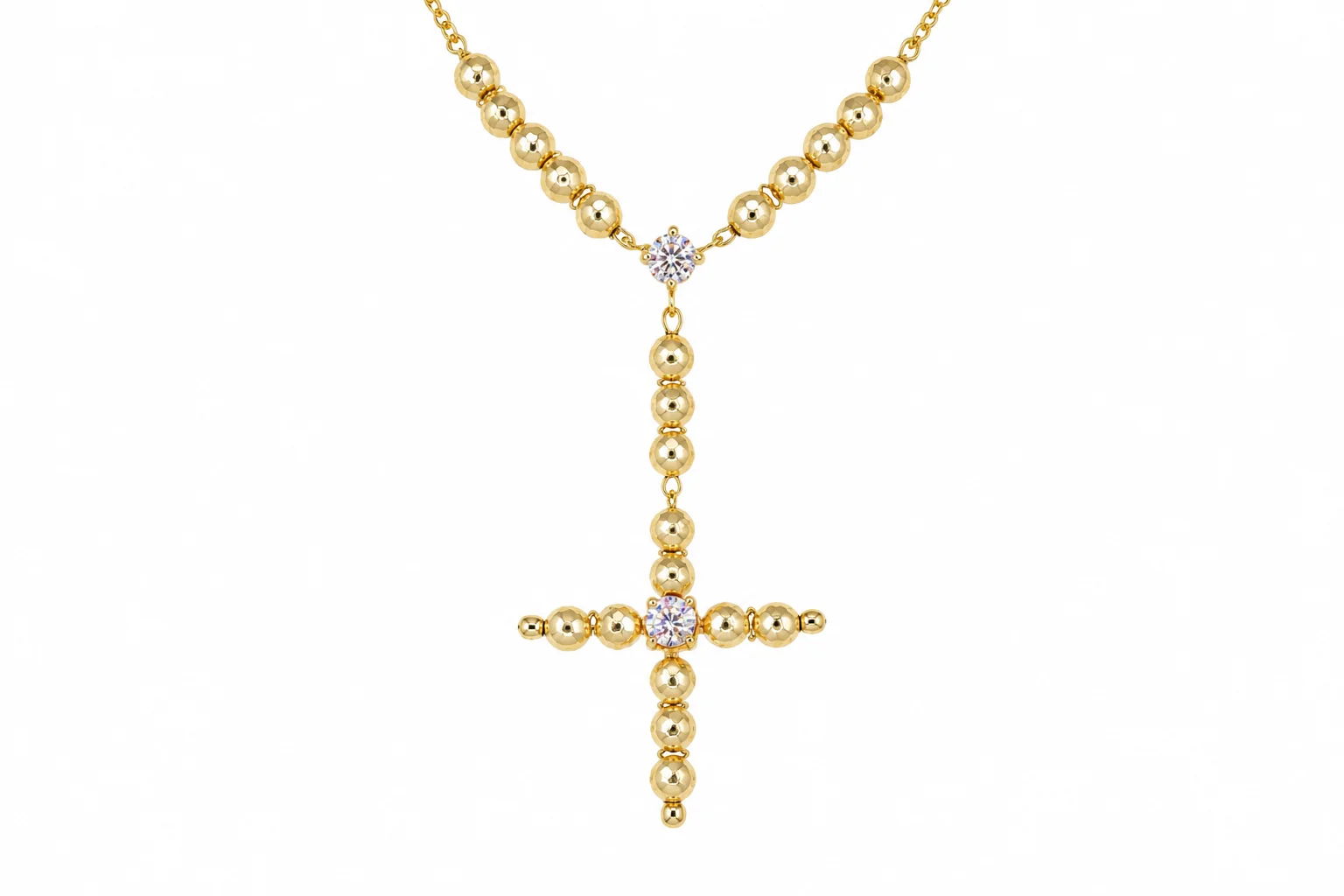 Collar Cruz Plata Chapada Oro 18K