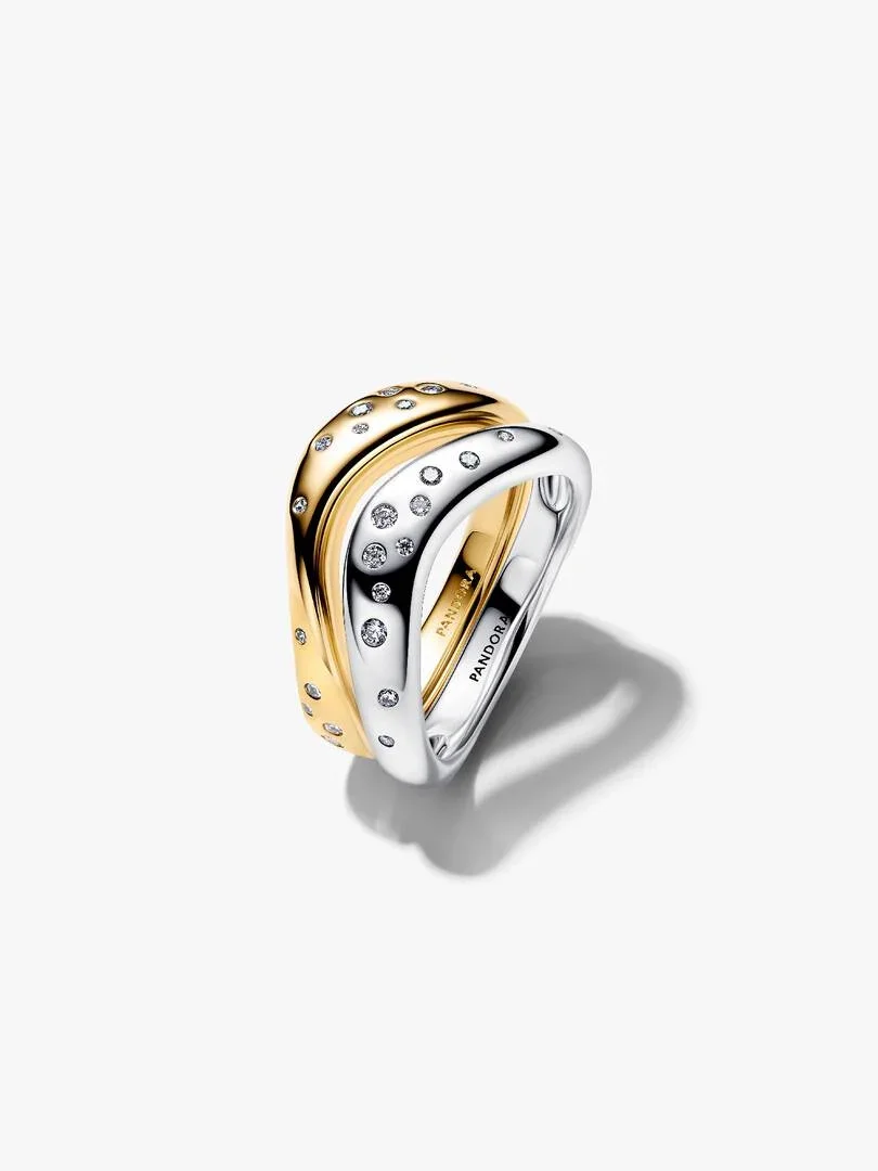 Anillos Combinables Forma Orgánica en Dos Tonos
