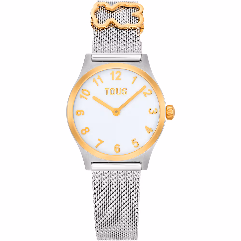 Reloj analógico con brazalete de acero con motivo, acero dorado y esfera de nácar EPIC ICON KDT