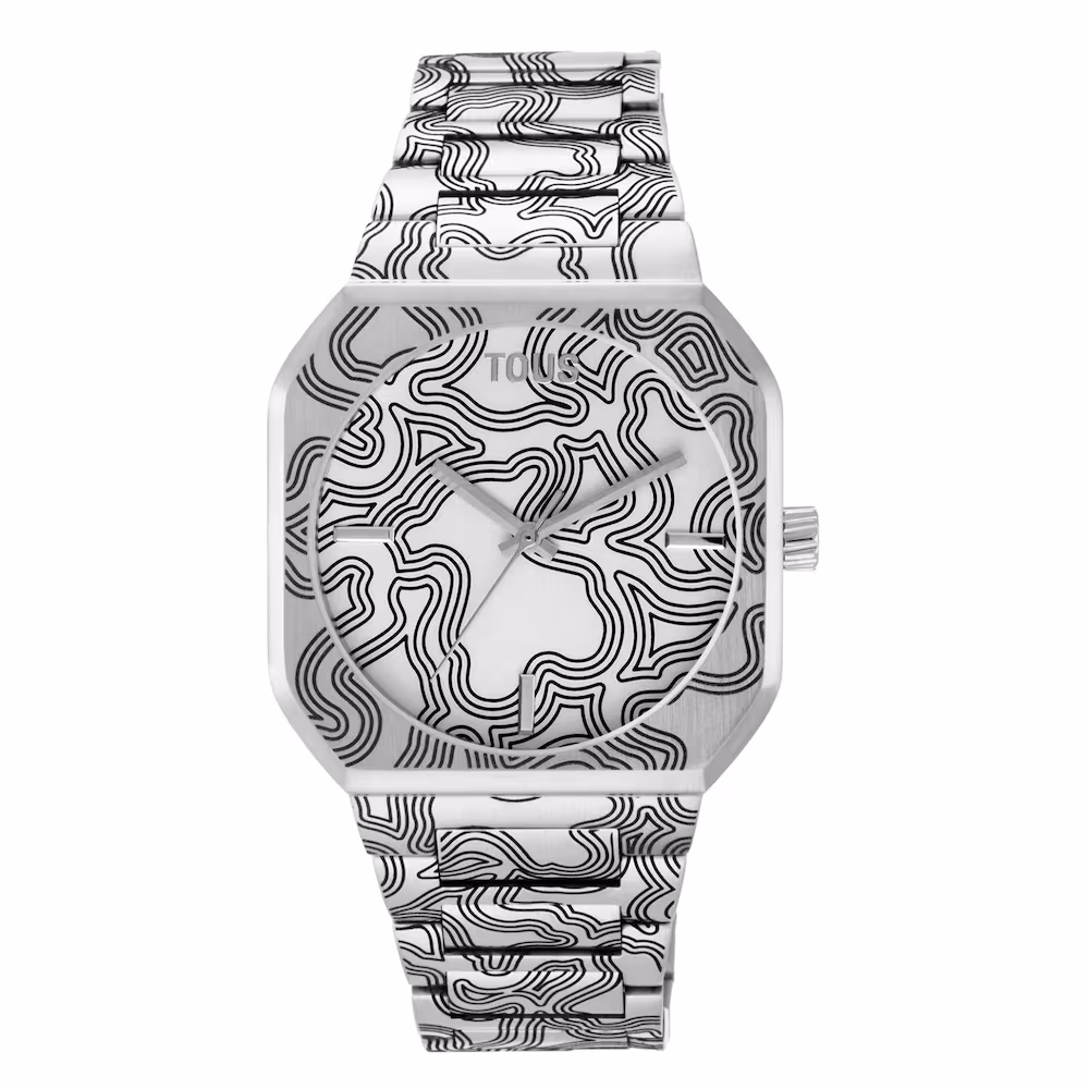 Reloj analógico con brazalete gravado de acero Lit