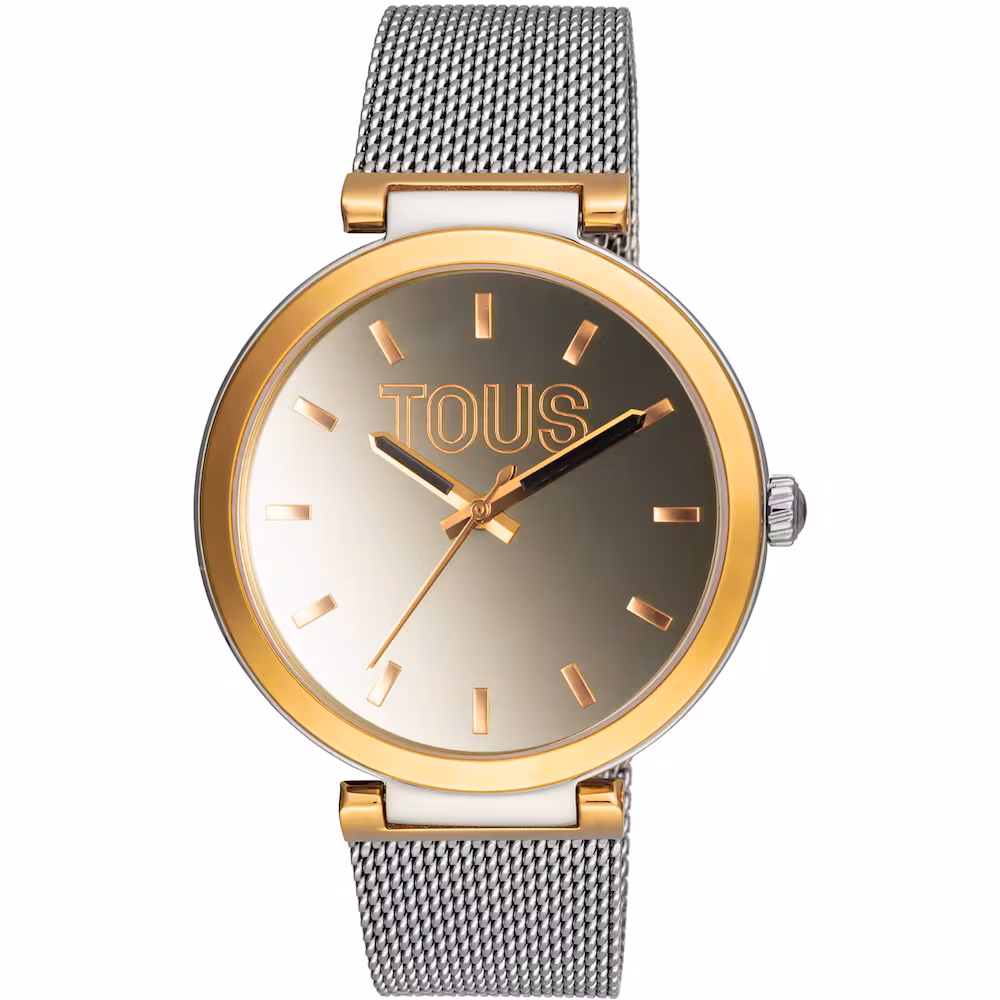 Reloj analógico con brazalete de acero y caja de aluminio en color IPG dorado TOUS S-Mesh Mirror