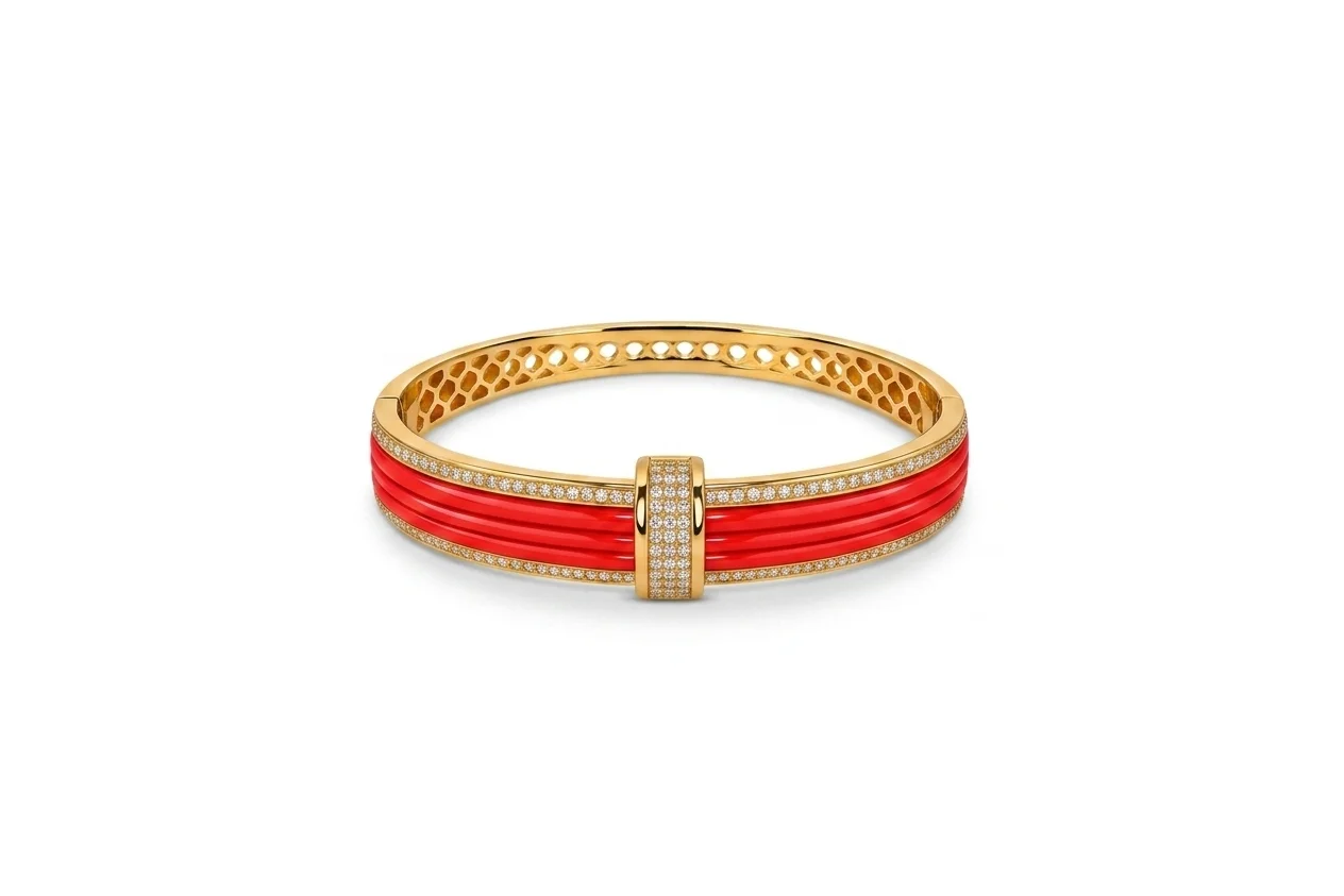 Pulsera Coral Acero Chapado