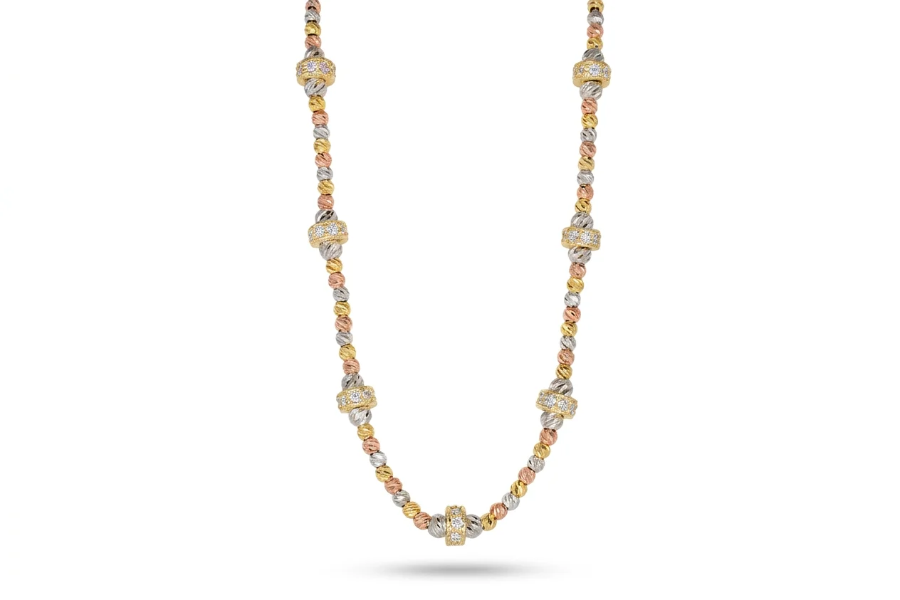 Gargantilla Tricolor Plata Chapada Oro 18K