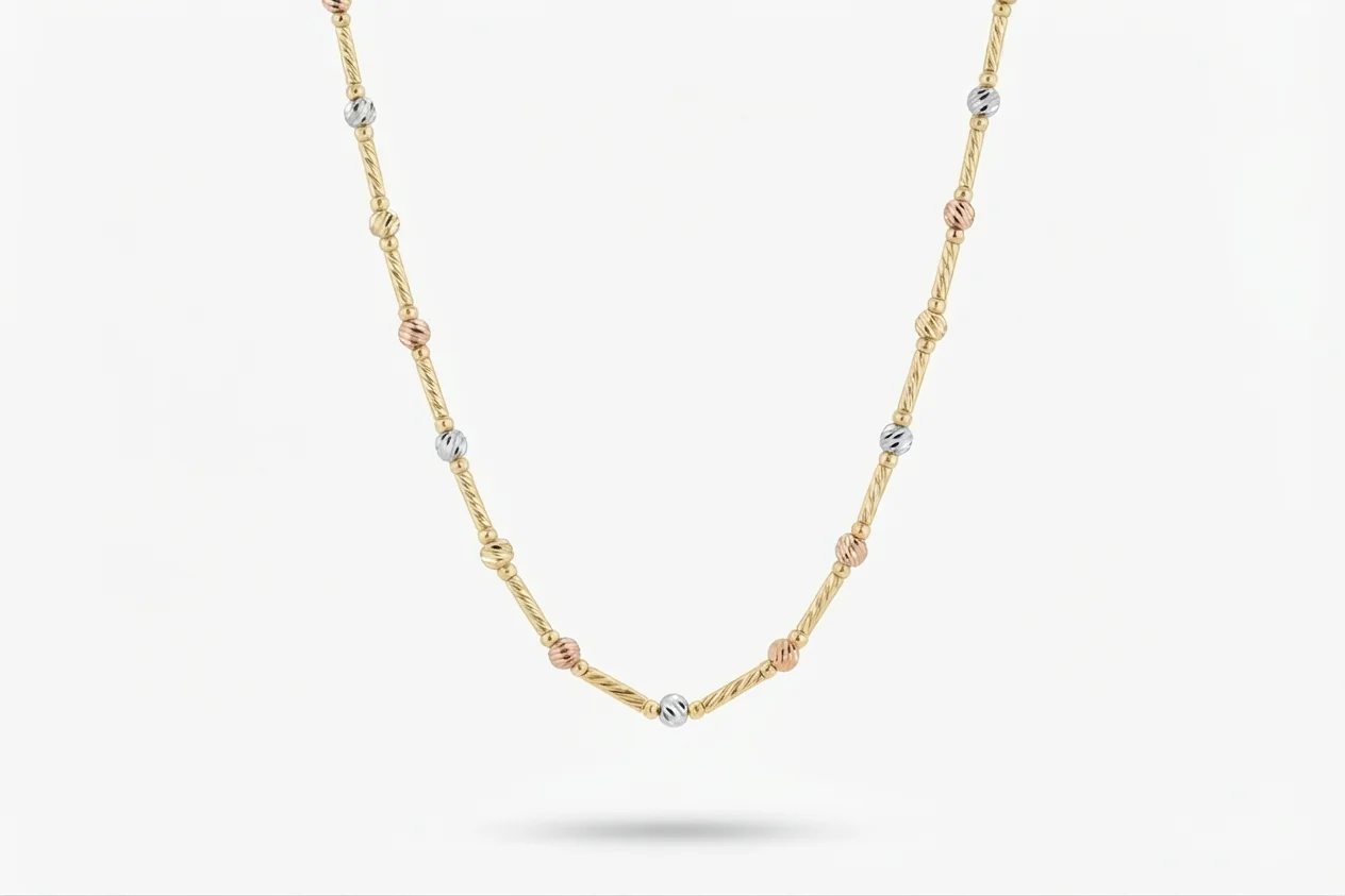 Gargantilla Tricolor Plata Chapada Oro 18K