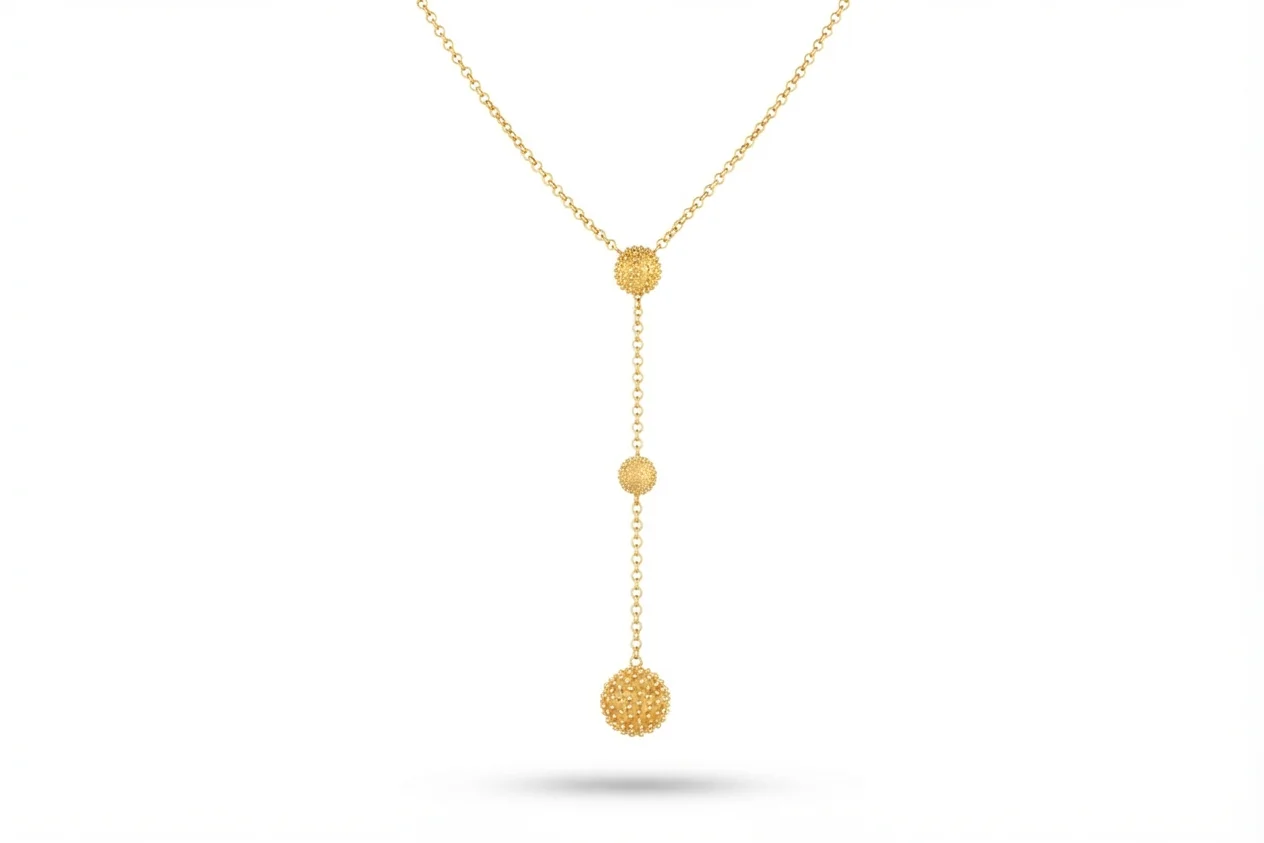 Collar Bolas Plata Chapada en Oro 18K